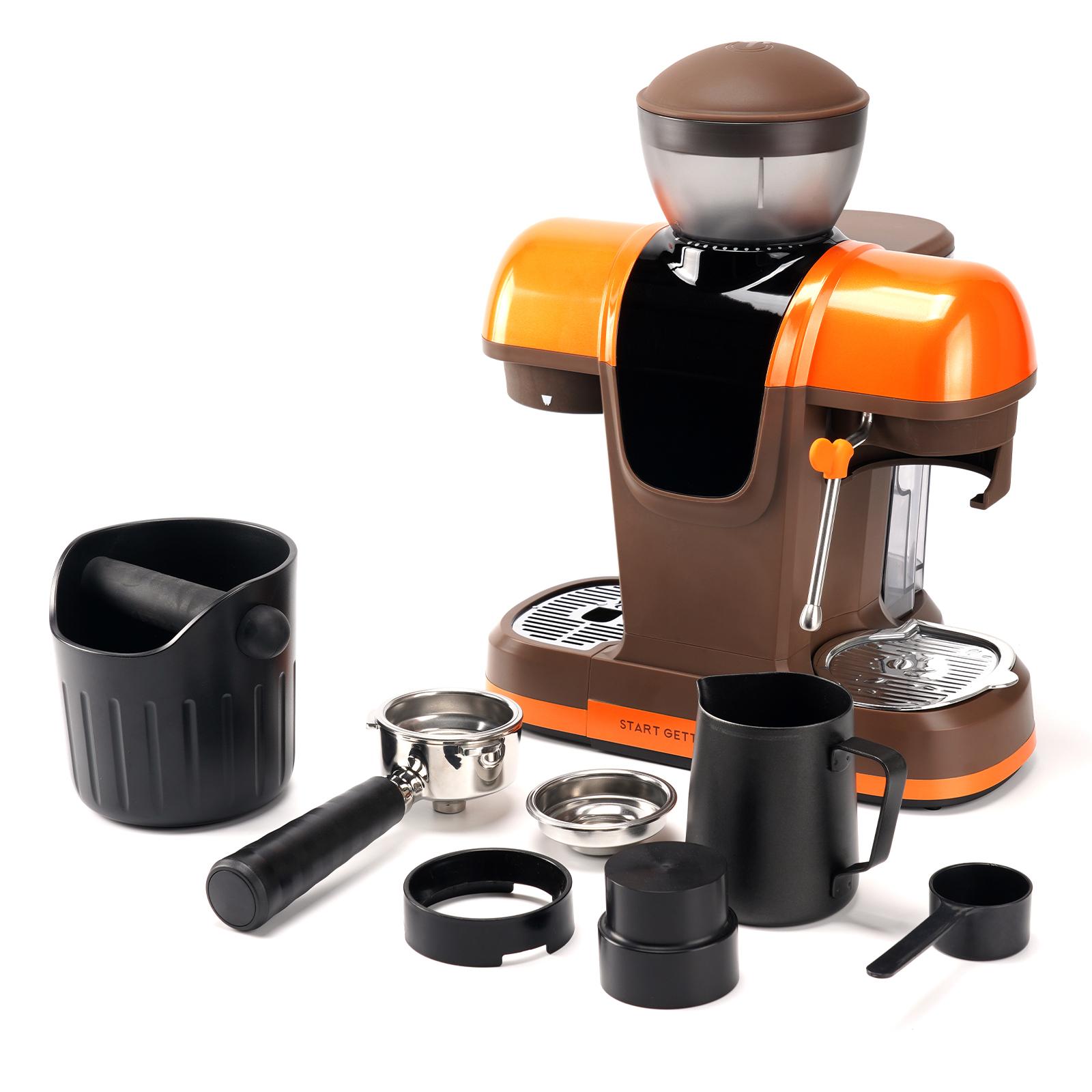 

iCafilas (2603) Semi Automatic Espresso Coffee Machine 3in1 Coffee Maker Coffee extraction with grinding and frothing milk оранжевый