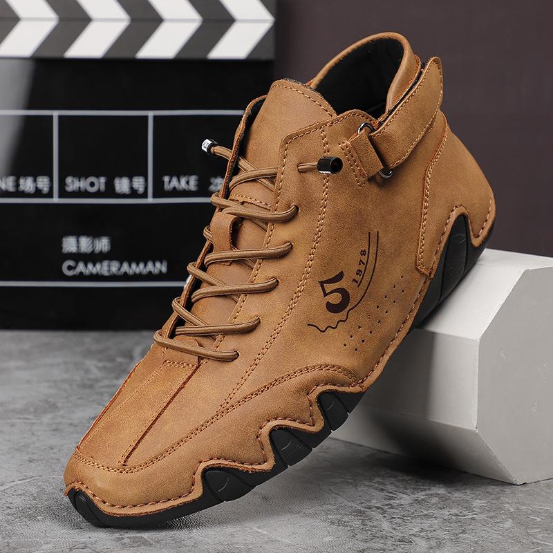 New Foreign Trade Men's Leather Boots Octopus Casual Shoes Men's Shoes Outdoor Breathable Casual Trend Soft Men's Short Boots