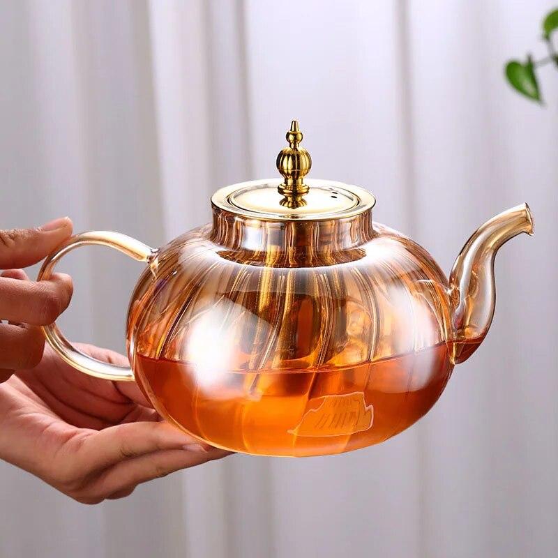 Lazy Kungfu Teiera A Goccia In Vetro Borosilicato Con Flusso Magnetico, Set Con Base In Legno, 300 Ml, Filtro Acciaio