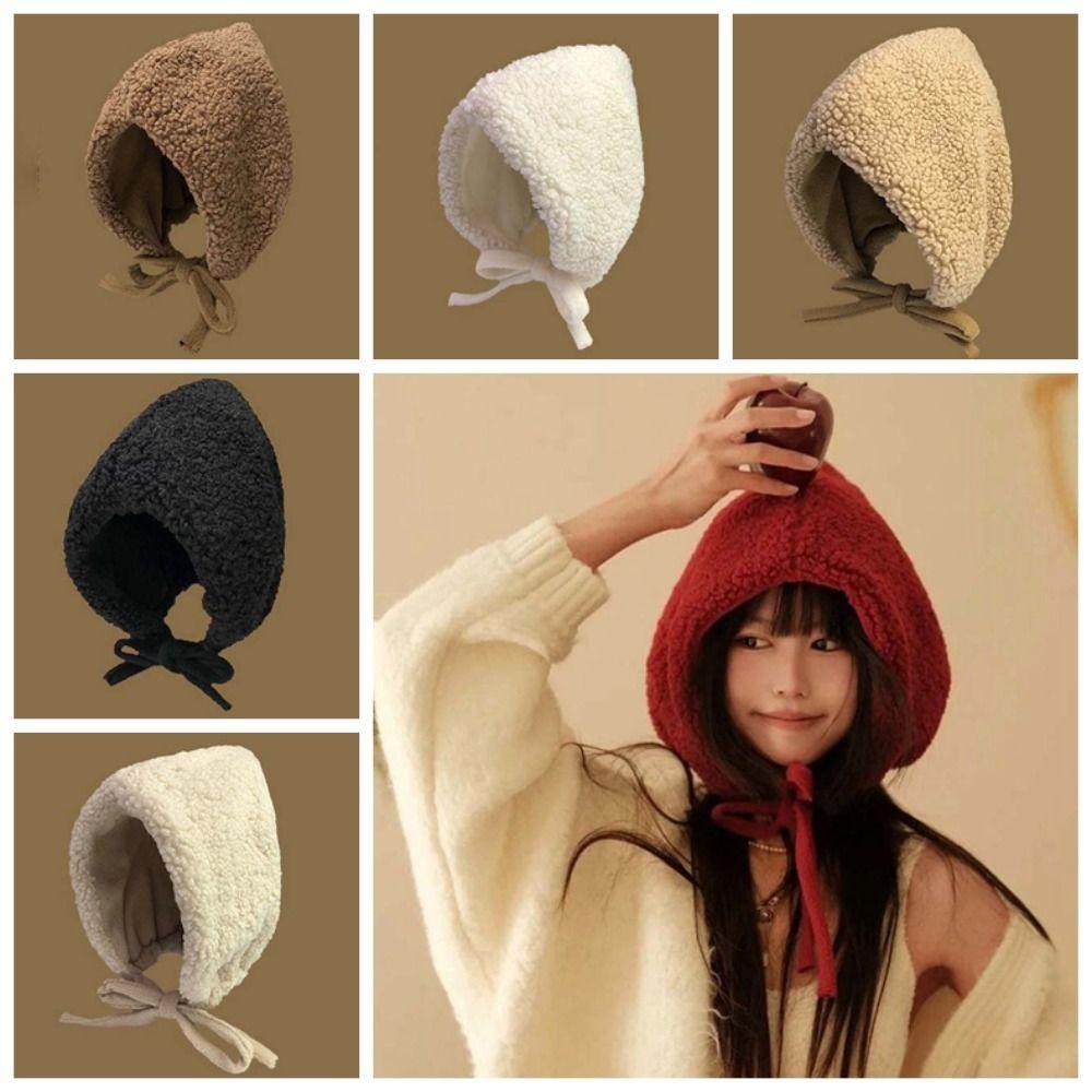 Fluffy Lambswool Cap Beanie Winter Plush Hat Personality Ear Protection Hat  Winter