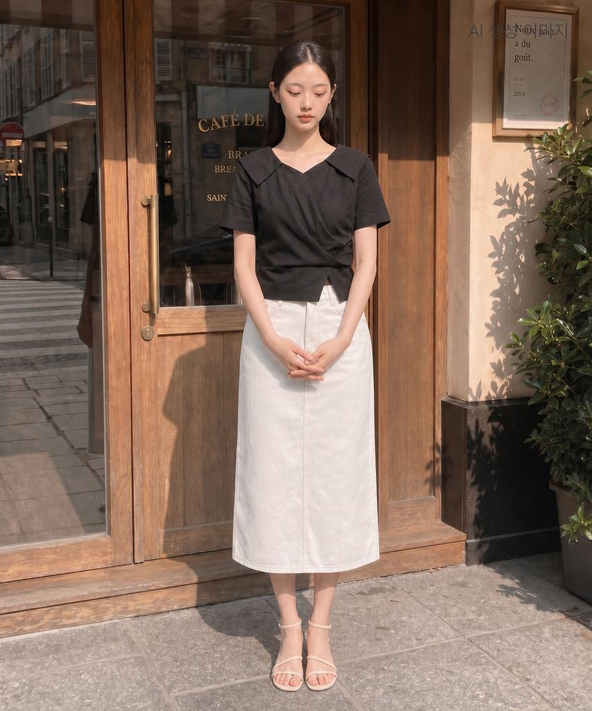 ROEM Linen Denim H-Line Long Skirt Rmwjg25G11