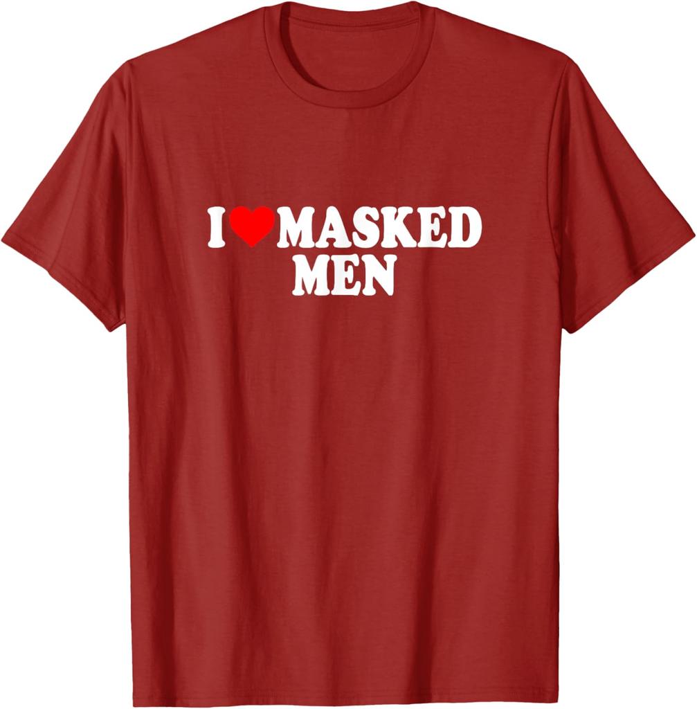 I Love Masked Men Graphic T-Shirt Funny Booktok Themed Casual Short Sleeve Crewneck Tee