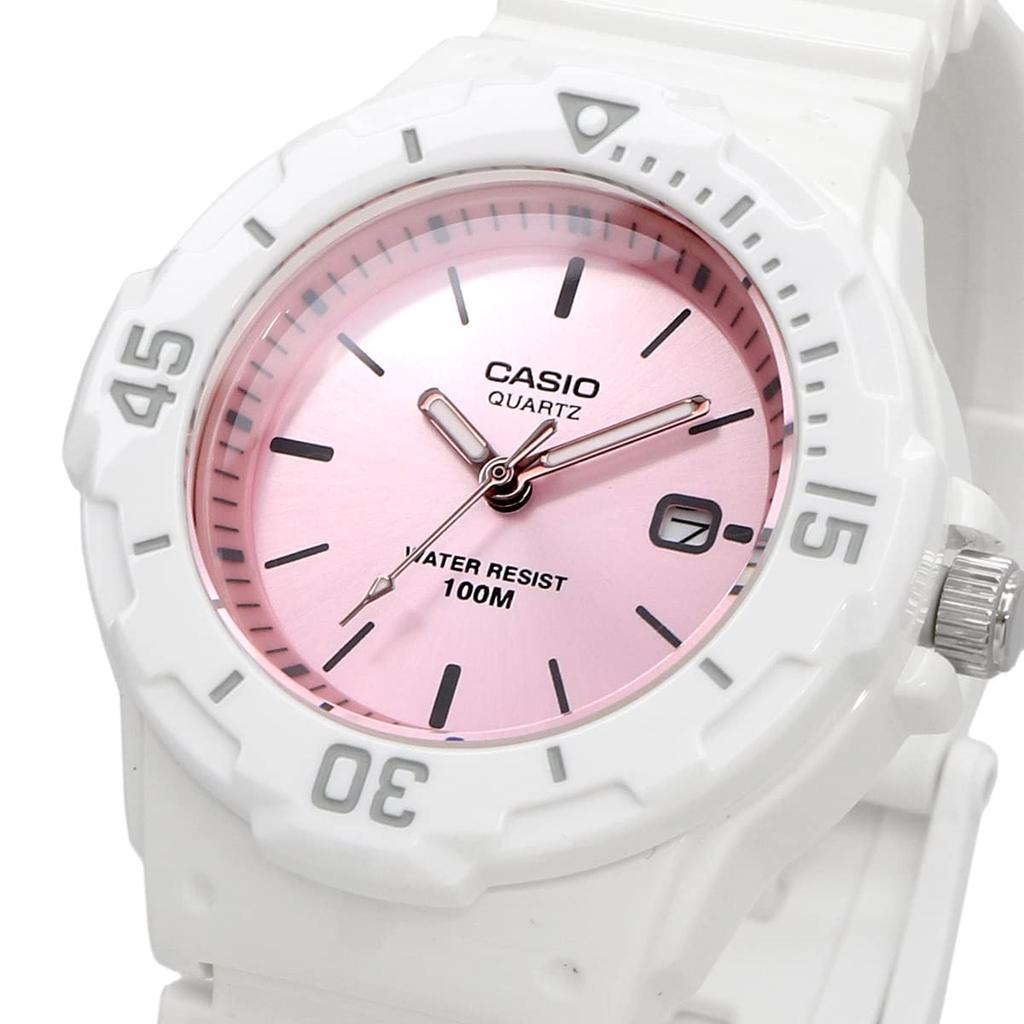 Casio LRW-200H-4E3V Analog Watch for Women and Kids, Gloss White with Pink Metallic, Overseas Model [Parallel Import]