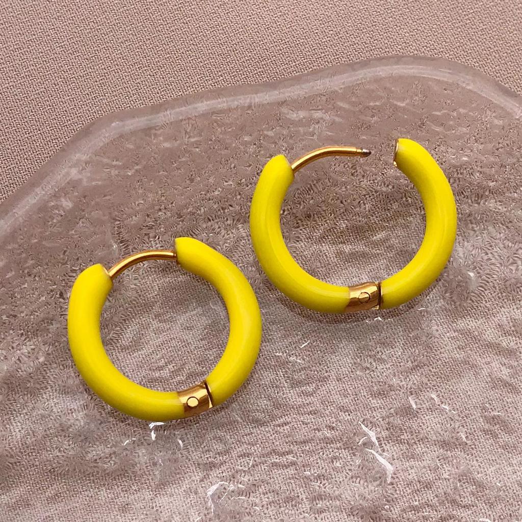 European Style Enamel Circle Earrings: High-End Versatile Women's Ear Jewelry