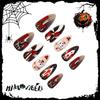Press On Fake Nails Halloween Almond Stick On False Nail with Circus Clown Design Glossy Full Cover Artificial Acrylic Glue On Nails for Women 24Pcs