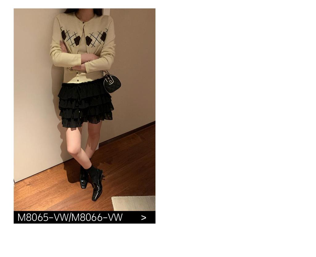 Qiumeng DT ETOLIE Korean Style White Women's Elastic Waist Puffy Casual Short Skirt