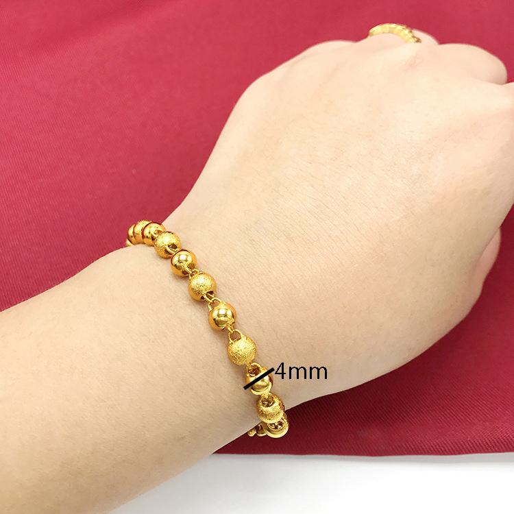 Dubai Jewelry Ladies Fashion Round Bead Braceletsgold PlatedStall Small Jewelry Solid Smooth Frosted Bracelet Source