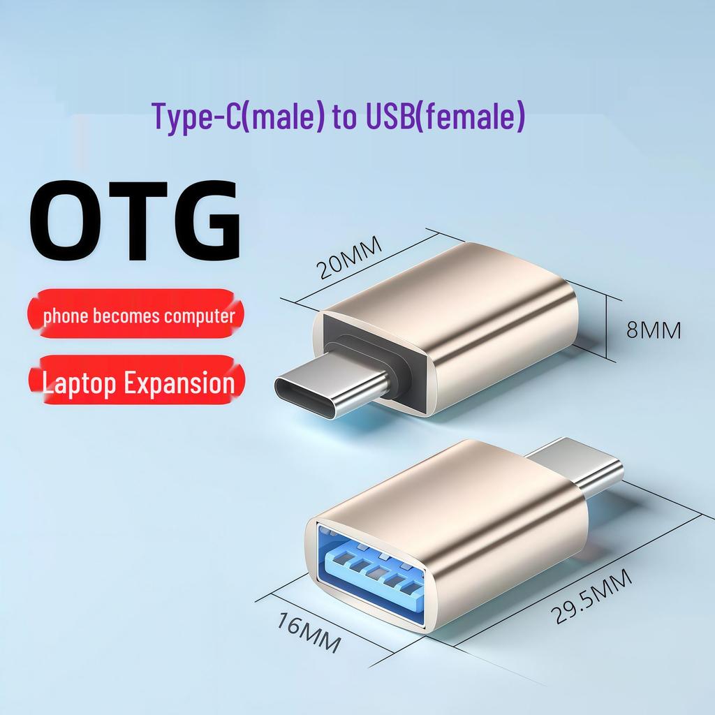 USB 3.0 Female to Type-C Male OTG Adapter for Phones, U Disks, Car Chargers, Tablets
