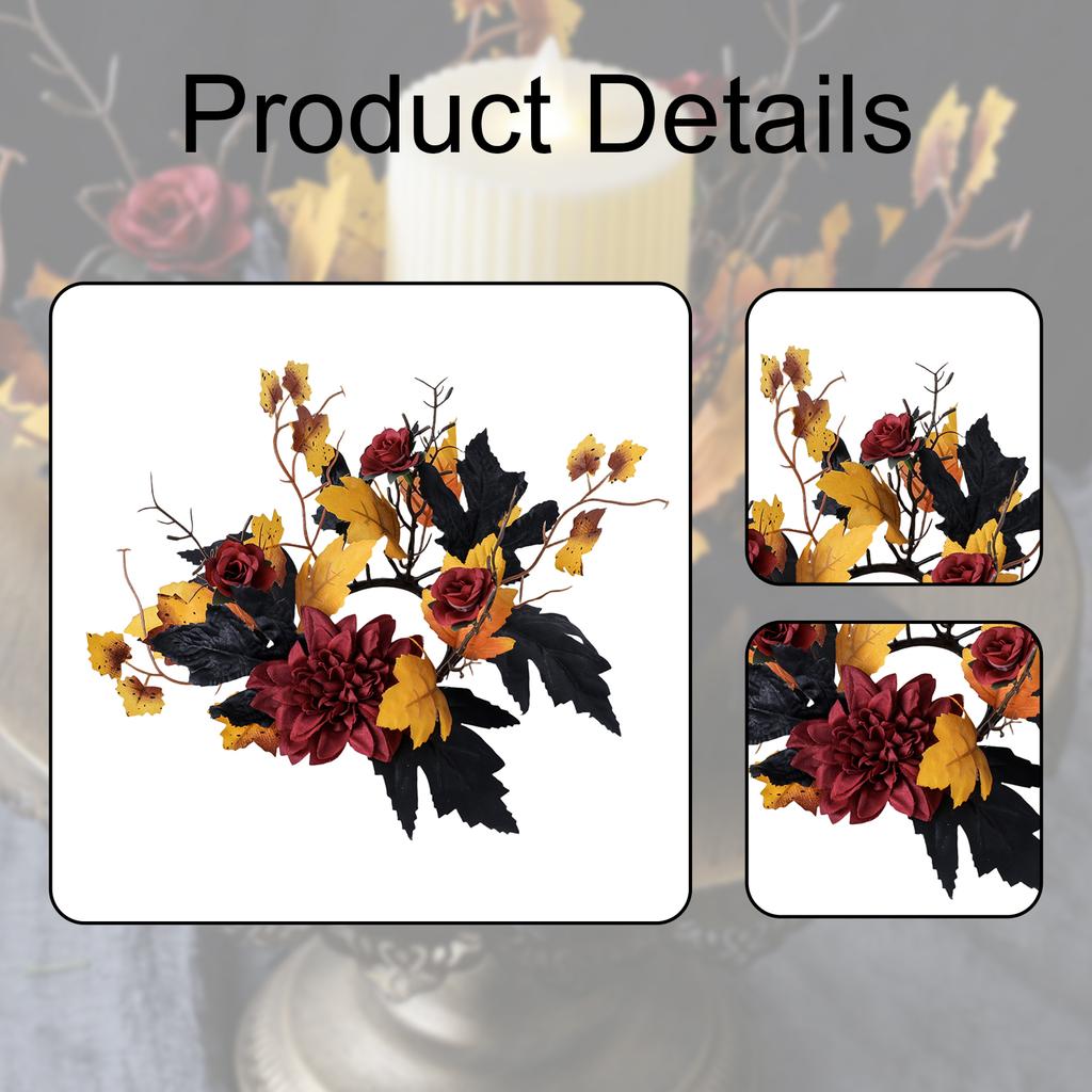 Thanksgiving Candle Ring Tabletop Mini Autumn Wreath Rustic Candle Wreath Ornament for Bar Farmhouse Wedding Party Dining Room