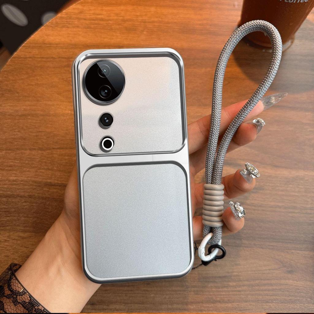 Luxury Big Window Phone Case with Lanyard for Vivo V40 Premium Textured Casing