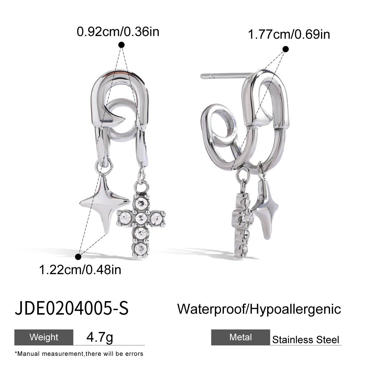 Jieding stainless steel cross zircon earrings titanium steel earrings do not fade jewelry