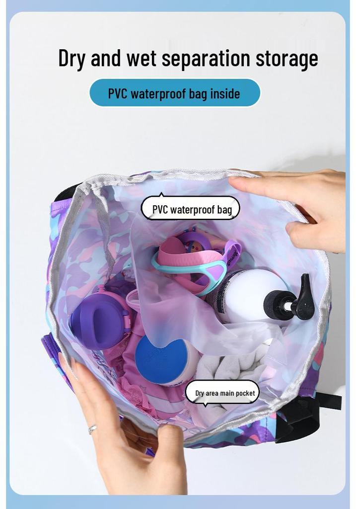 Children's Waterproof Swim Bag - Wet/Dry Separation, Cartoon Design, Outdoor Portable Beach Backpack