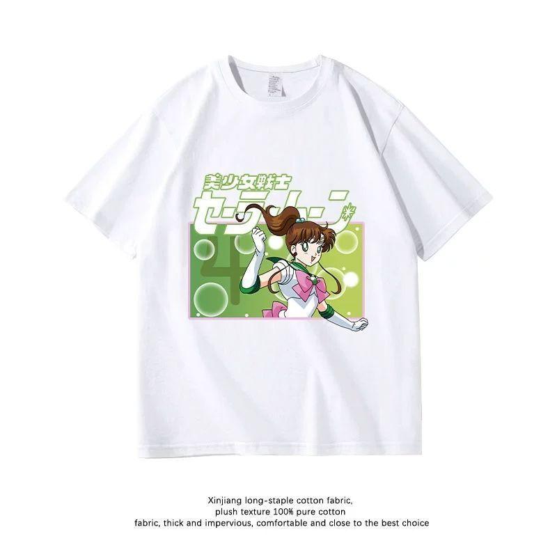 Pretty Soldier Sailor Moon Shortsleeved Womens Tshirt Casual Clothing Miharu Hiyori Rina Pure Cotton Clothes Cotton