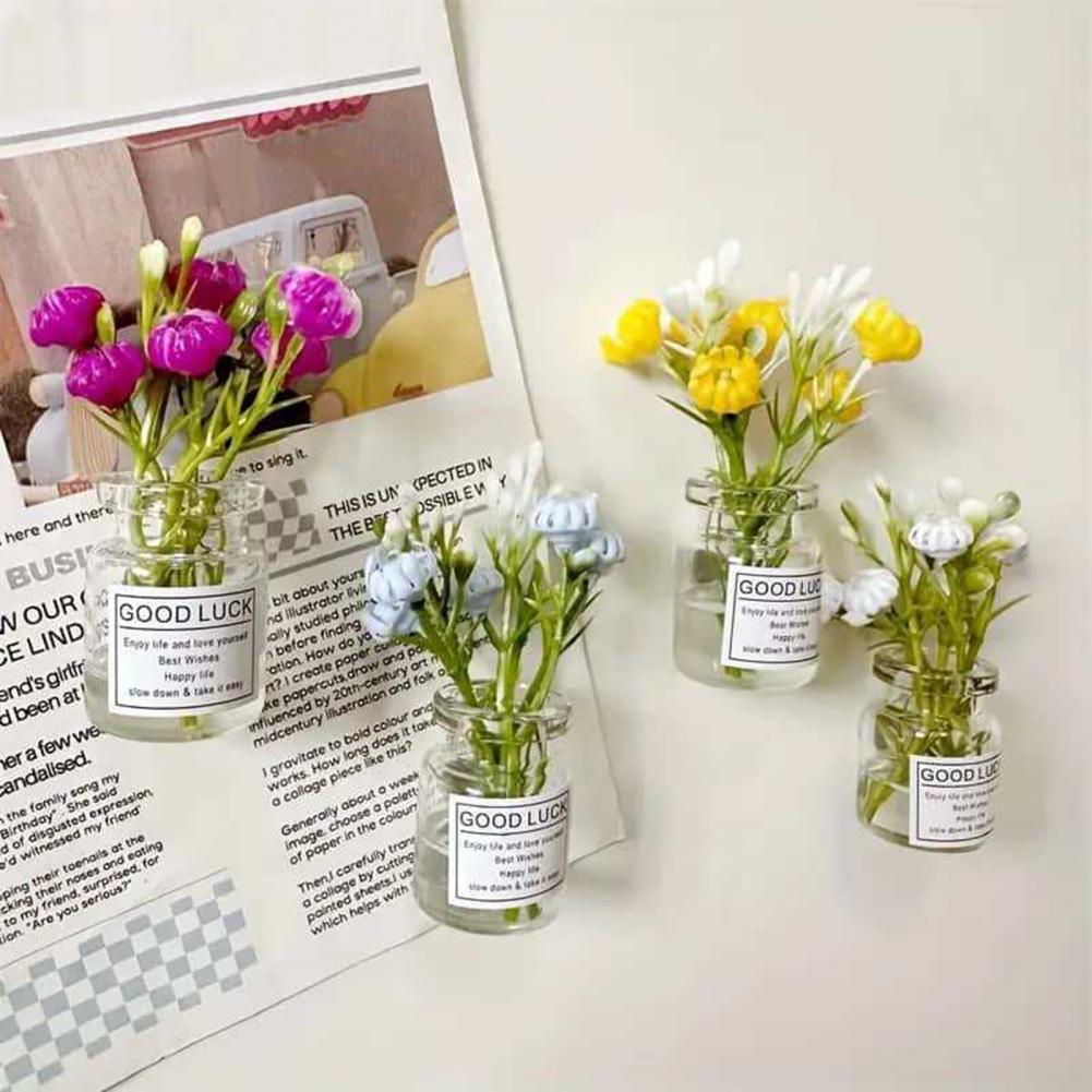 8 sztuk Mini małych wazonów magnesów Urocze magnesy na lodówkę 3D Wazon Zabawne akcesoria do lodówki Dekoracja kuchenna Magnesy na lodówkę