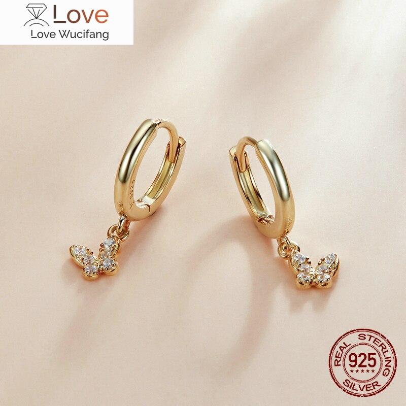 New 925 Sterling Silver Starburst Butterfly Studs Earrings Simple Plated Gold Earrings For Women Fashion Silver Jewelry