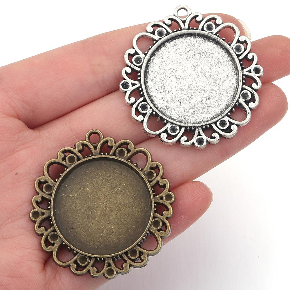 5-10pcs/lot Vintage Necklace Pendant Setting Cabochon Base Tray Bezel Blank For Pendants Cabochons Jewelry Making Accessories