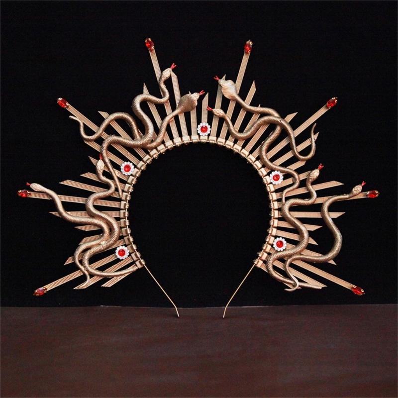 Unique Snake Crown Headband Mythology Style Adjustable Headband Perfect for Halloween Parties and Stage Performances