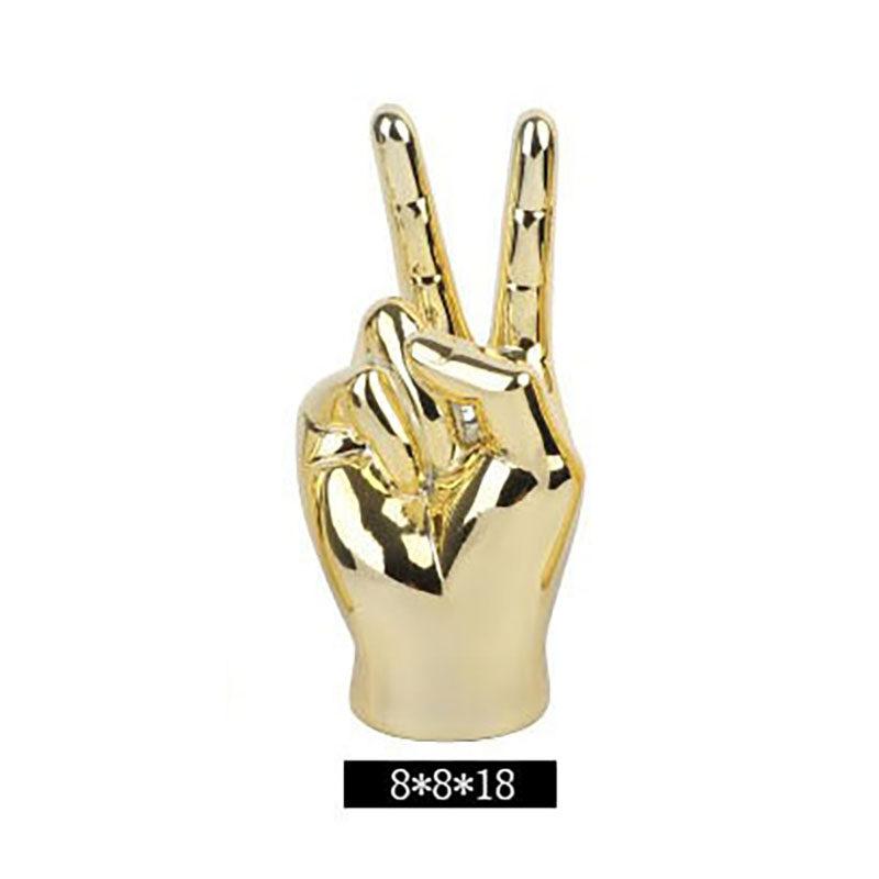 Creative Resin Figurines Silver Gesture OK Finger Hand Sculpture Thumb Ornament  Decorative Figurines Home Decoration