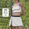 Women's Color Block Strap Skirt & Shorts Set – High Waist, Slimming Yoga Outfit with Contrast Design