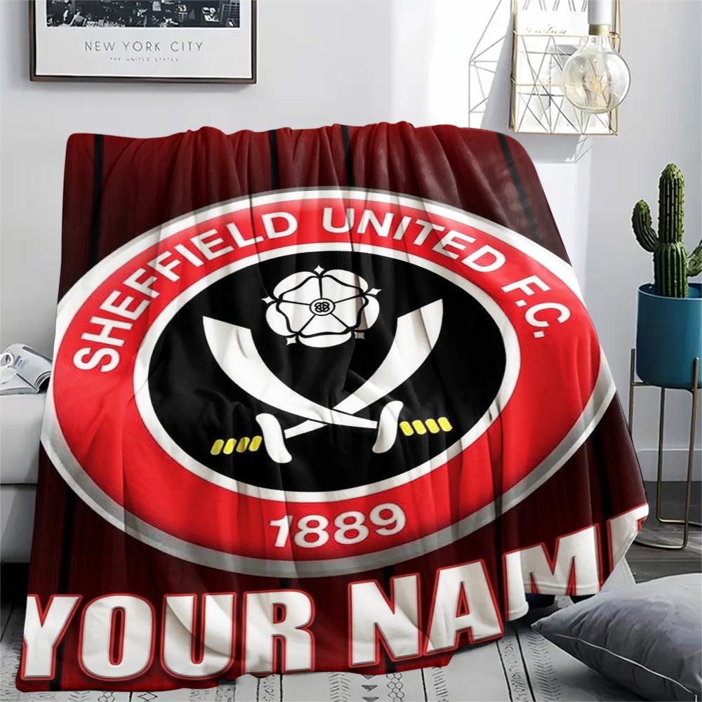 1PC Custom Name Sheffield United FC Patterned Flannel Blanket Suitable For All Seasons for Home Decor Warmth and Comfort Gifts Holiday Present