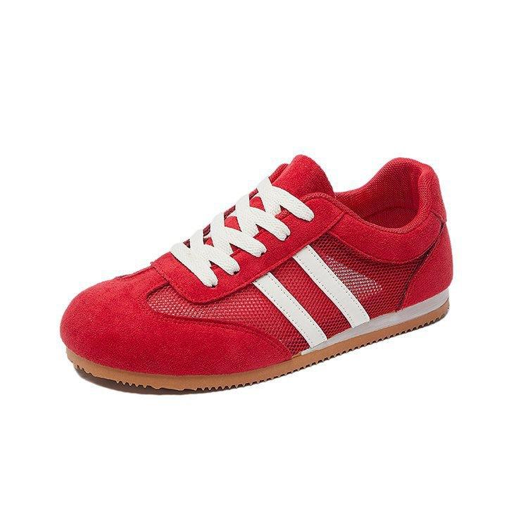 Red German training shoes women's 2025 new summer thin breathable little white shoes lightweight board shoes flat mesh shoes