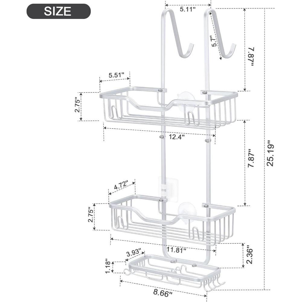 

M aluminum bathroom basket behind the door Dual Use On Both Sides білий