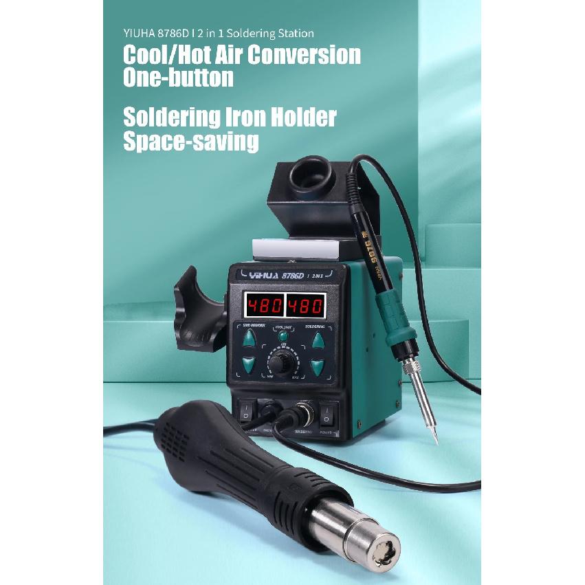 YIHUA 8786D Soldering Iron Hot Air Soldering Station DIY Digital Rework Station Phone Repair BGA SMD Solder Tool Welding Station