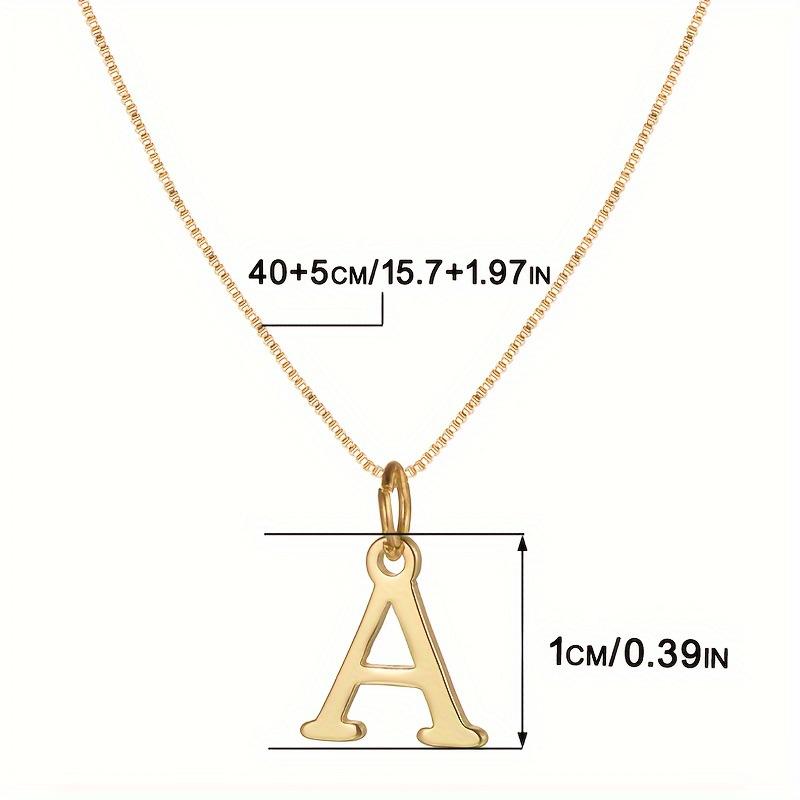 Womens Gold Color Initial Letter Pendant Snake Chain Necklace