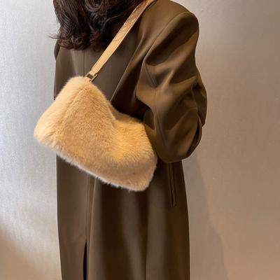 High-Grade Plush Shoulder Bag Women Autumn Winter New Fashion Light Luxury Underarm Bag Cute Mini Large Capacity Handbag