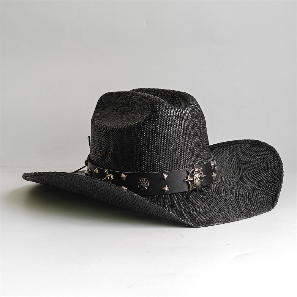 Hollow out European and American western cowboy straw hat men's and women's fashion sunshade straw hat outdoor knight cowboy hat