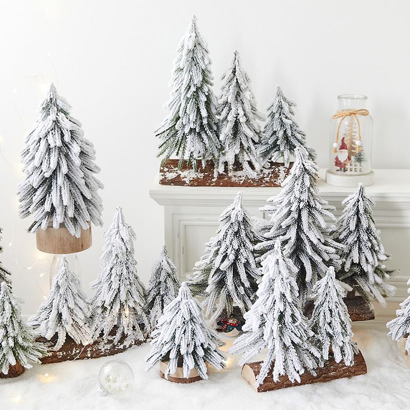 Mini Christmas Tree Snowing Ornament for Desktop Decoration