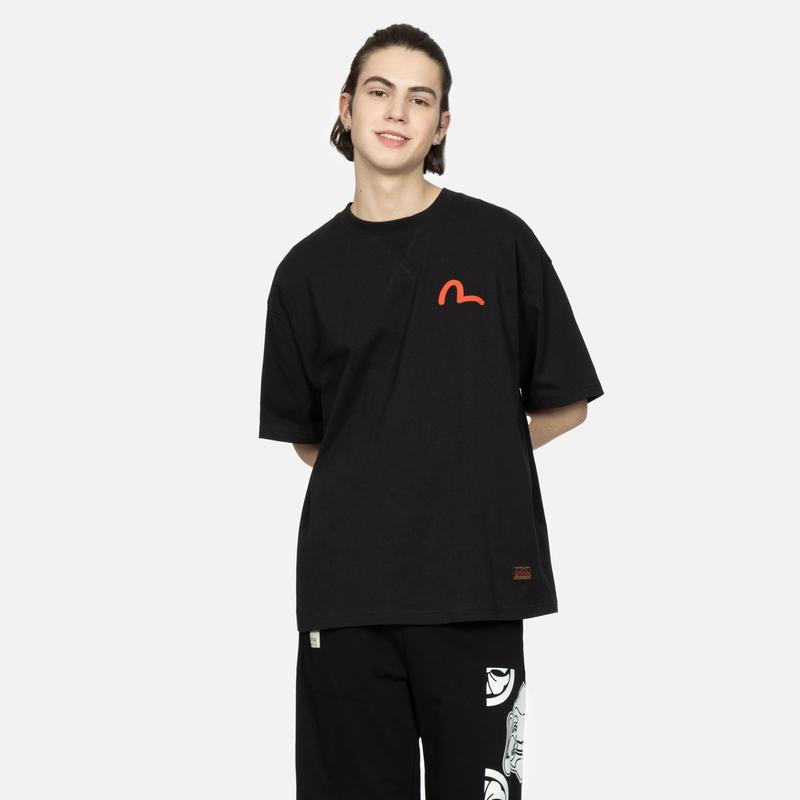 Evisu Two-Tone Buddha Head Print T-Shirt Men Tops 2ESHTM3TS546LFCT