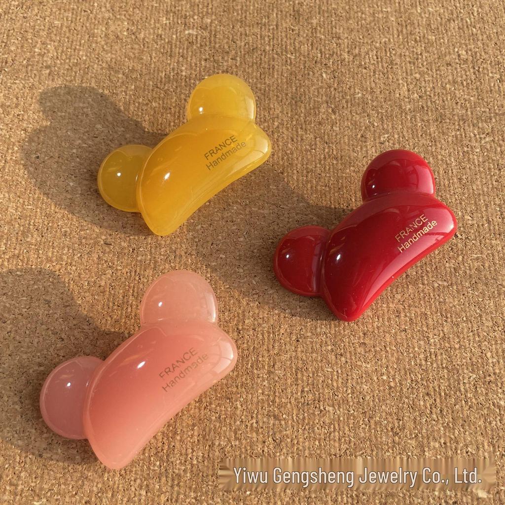 Gold Label Acetate Bear Hair Clip - Cute Bangs & Forehead Clip for Women