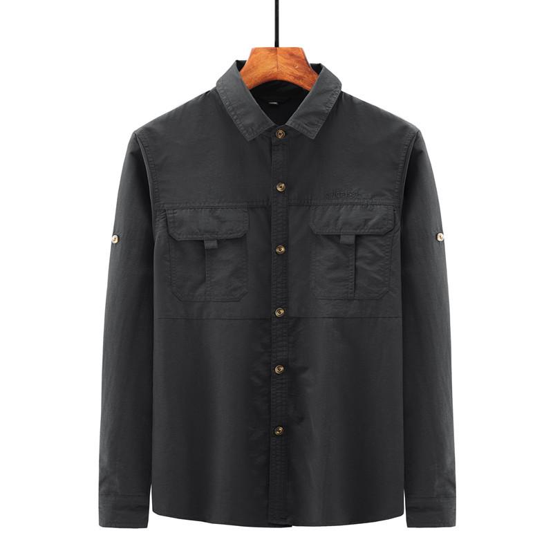 Men s Quick-Dry Long Sleeve Outdoor Work Shirt with Custom Logo XL чёрный