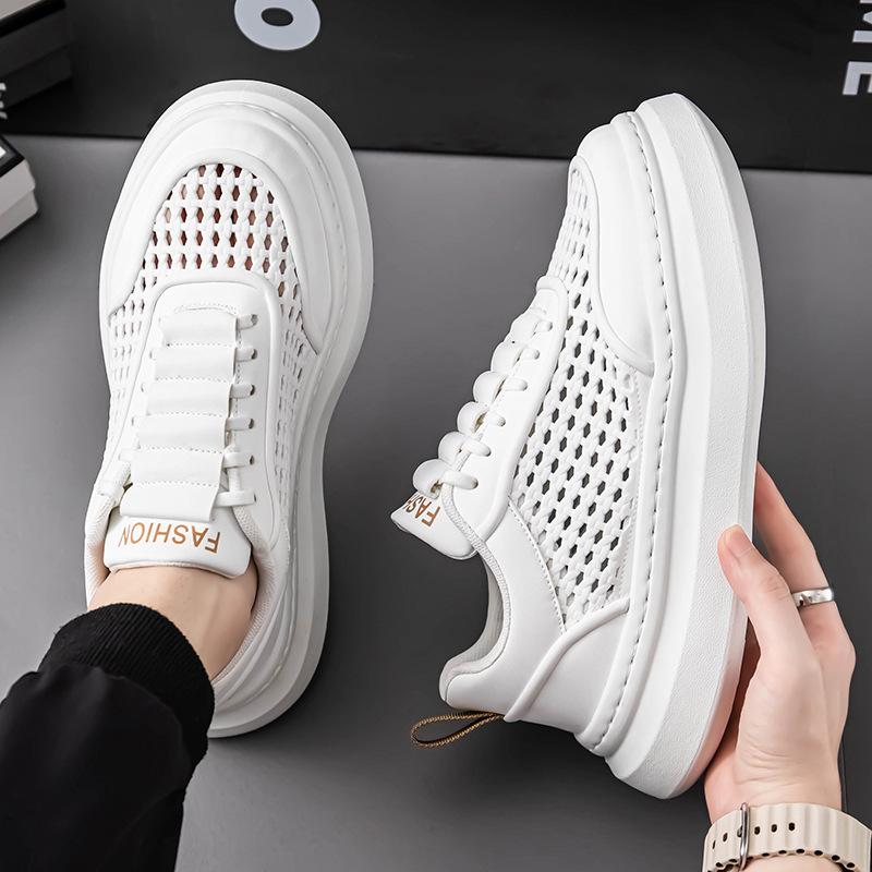 Little white shoes 2025 summer new thick-soled heightening shoes comfortable fashion casual versatile breathable thin trend board shoes