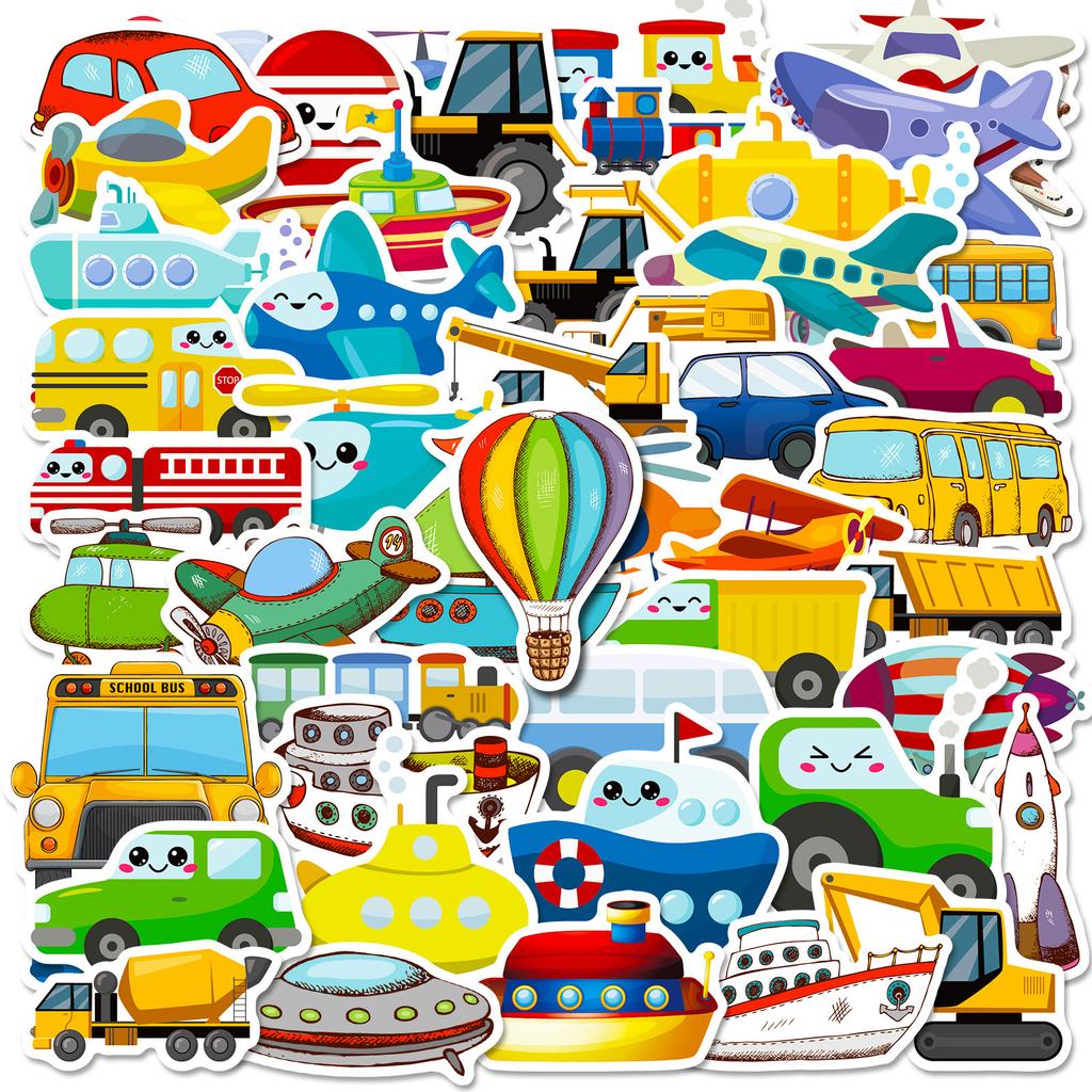 50 Cartoon Ferry Stickers, Traffic Cars, Picture Recognition, Children'S Cognition, Cartoon Early Education, Kindergarten Cute Stickers