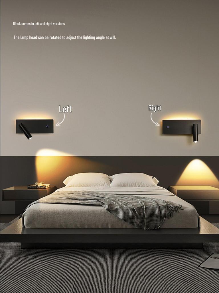 Italian Minimalist Bauhaus-Style Rotatable Wall Lamp with Switch for Bedroom