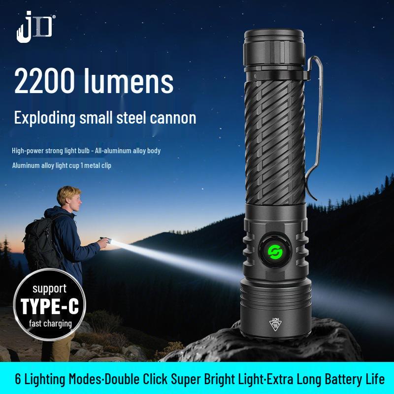 High-Power Aluminum LED Flashlight: Rechargeable Long-Range, Fixed Focus, Super Bright Outdoor Lighting