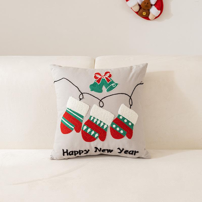 Christmas Towel Embroidered Pillow Cover Festive Home Sofa Pillow Christmas Pillow Living Room Cushion Cover Premium