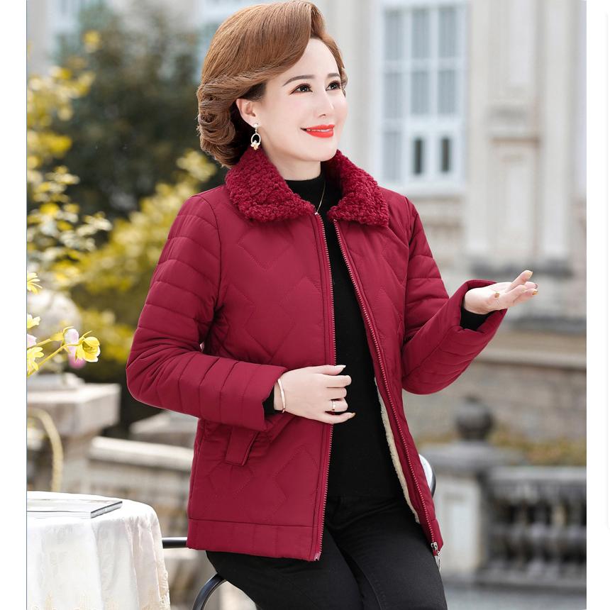 Autumn and Winter Small Cotton-padded Coat with Velvet Double-pocket Lapel Temperament Commuter Ladies Cotton-padded Coat