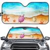 Cool Wind Sunset Coconut Tree Beach Icon Car Front Glass Shade, Universal Model Board