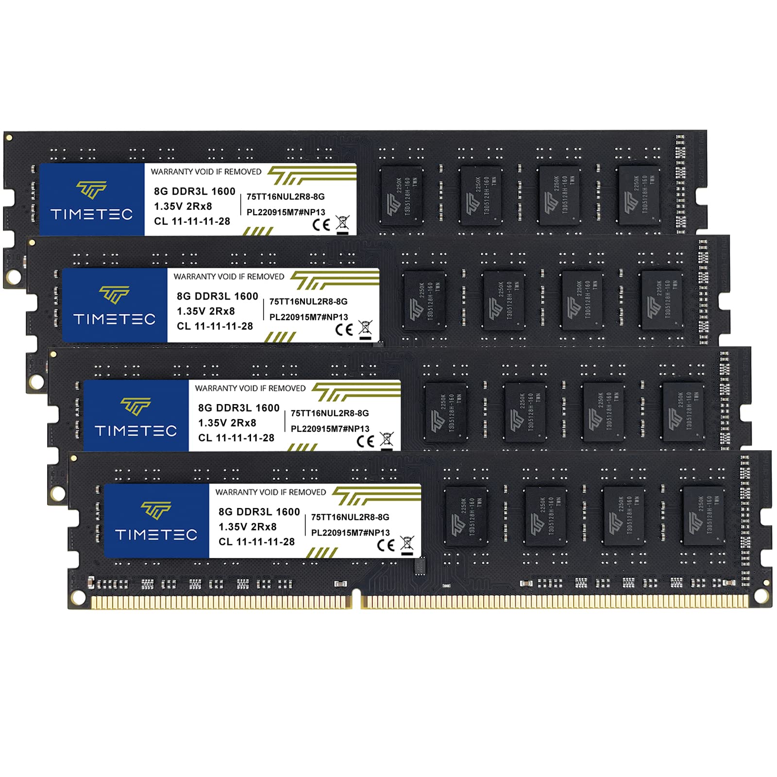 

Timetec Hynix IC Desktop PC Memory DDR3L 1600 MHz PC3L 12800 240 Pin UDIMM 4 pieces 8GB 32GB