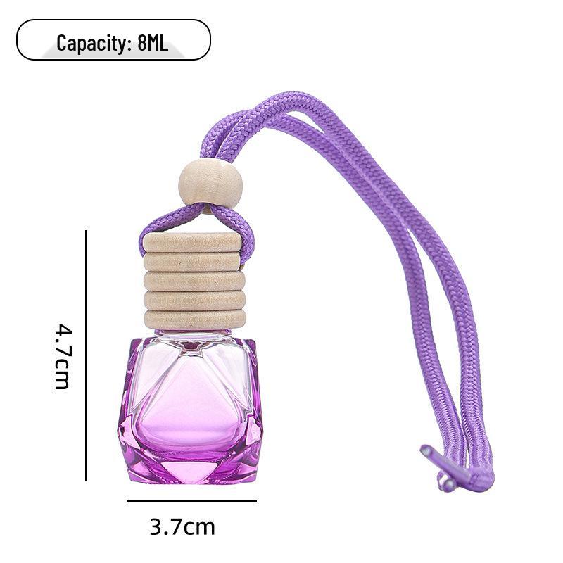 Colored Glass Car Air Freshener Bottle with Lanyard – Rearview Mirror Pendant & Essential Oil Diffuser