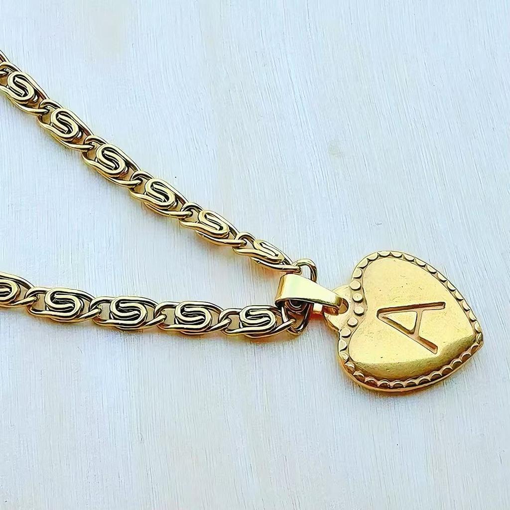 316L Stainless Steel Initial Necklace Letter Heart Pendant Chain For Women Jewelry Accessories