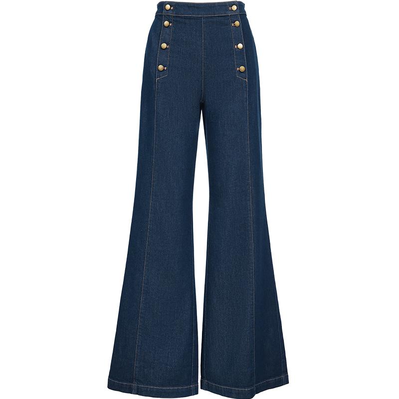 

VEROMODA Women s High-Waist Double-Breasted Flared Jeans M