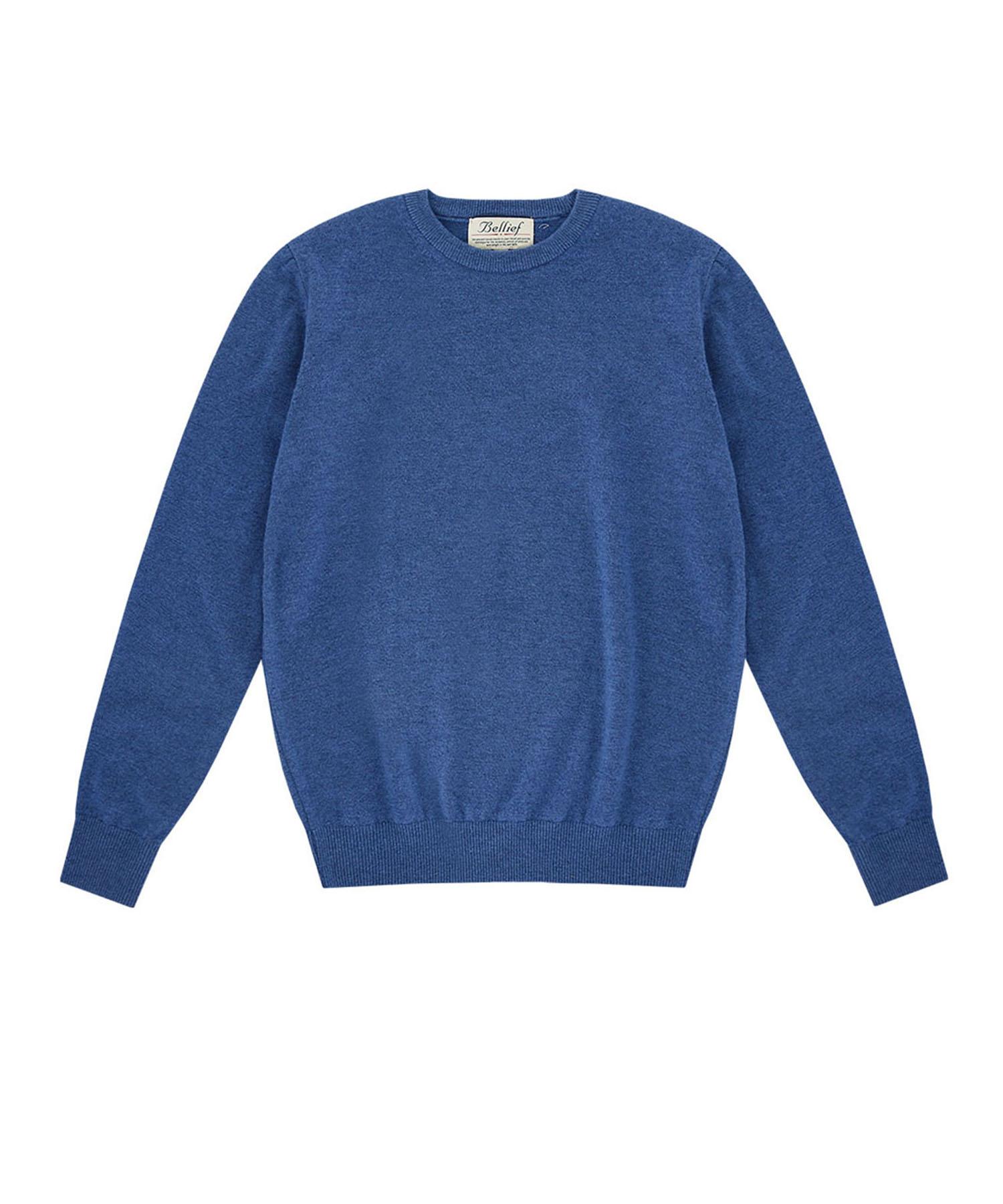 Belief Wool Soft Round Neck Knit (Blue) M