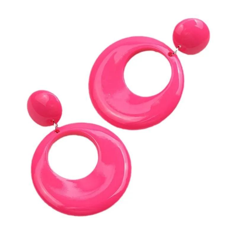 

Retro- Fluorescent Geometric Openwork Round Acrylic Stud Earrings One Size