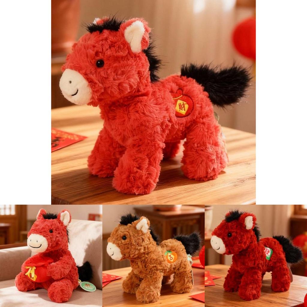 Chinesisches Sternzeichen Pferd Plüschtier mit PP-Baumwollfüllung für Neujahrsfeiern und Sammler