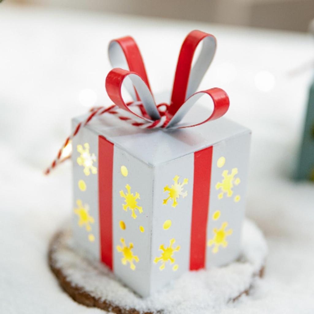 Iron Gift-Box Decoration Miniature Metal Christmas Painted