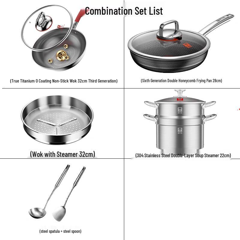 Kangbache 6-Piece True Titanium Cookware Set
